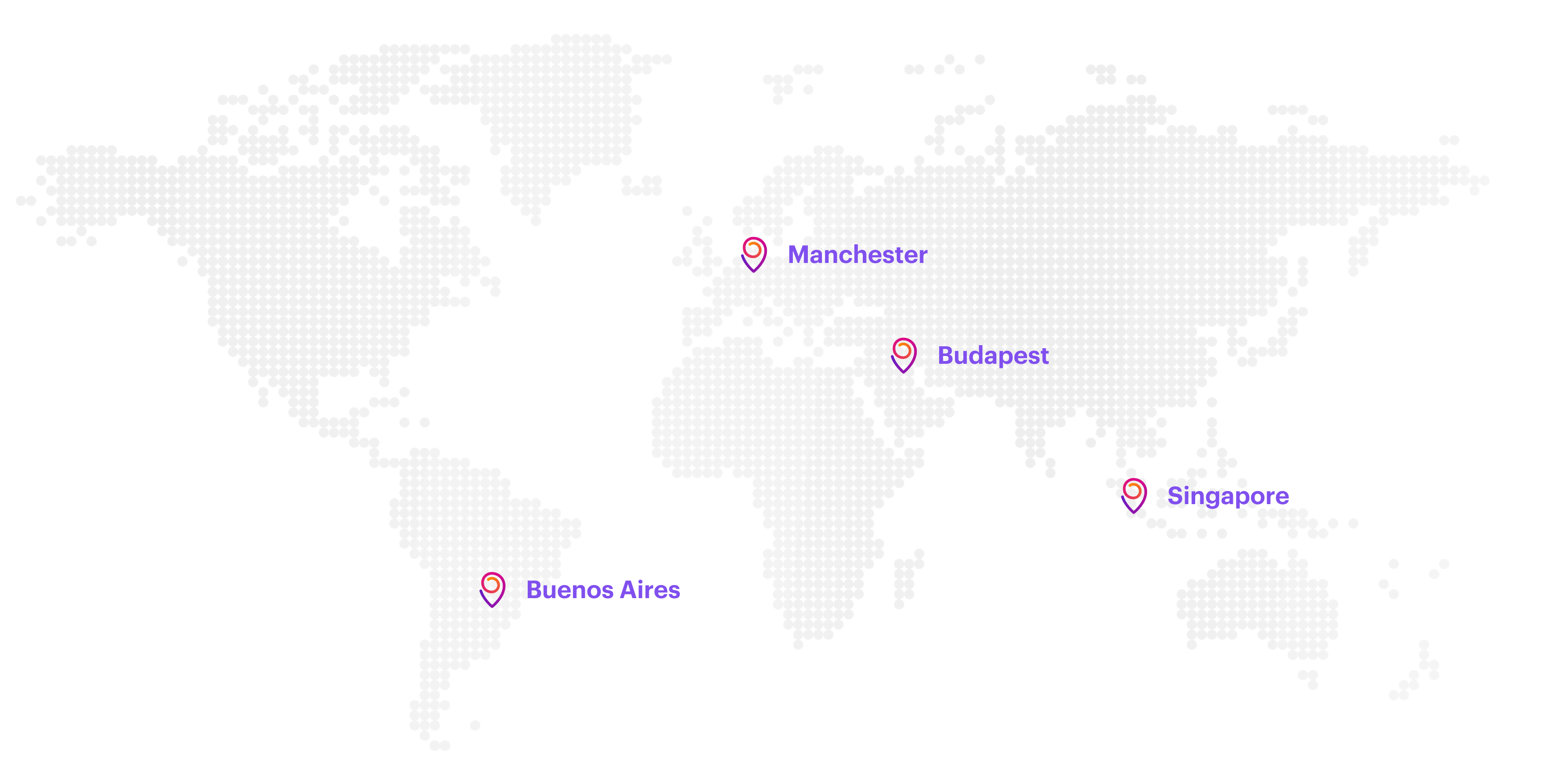 Map of the world using dots to represent landmasses