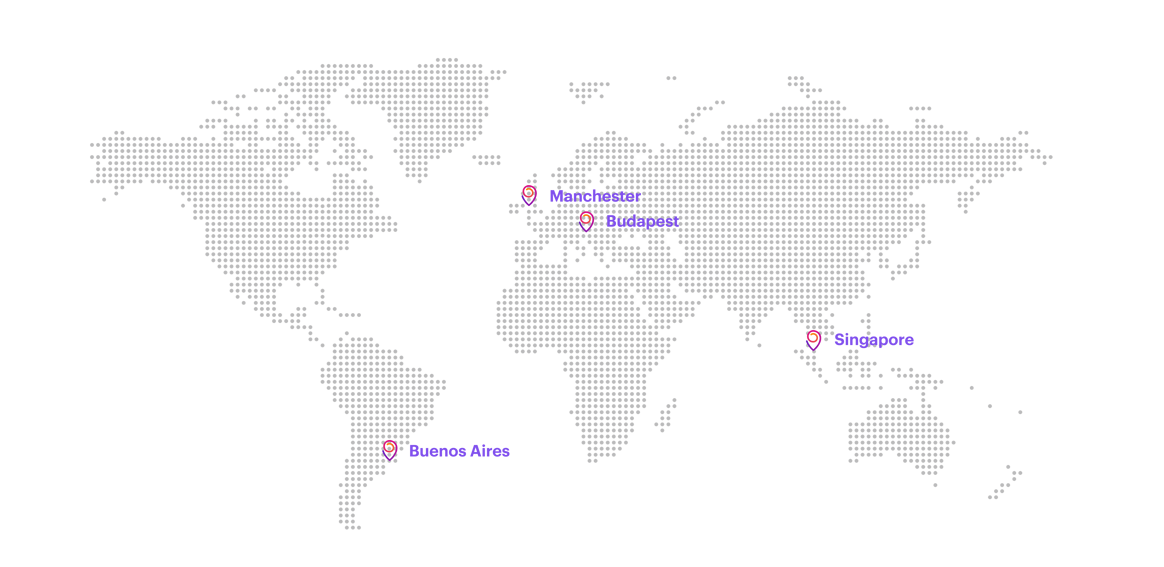 Map of the world using dots to represent landmasses