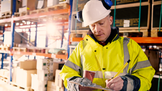 Photo of a person working in a warehouse