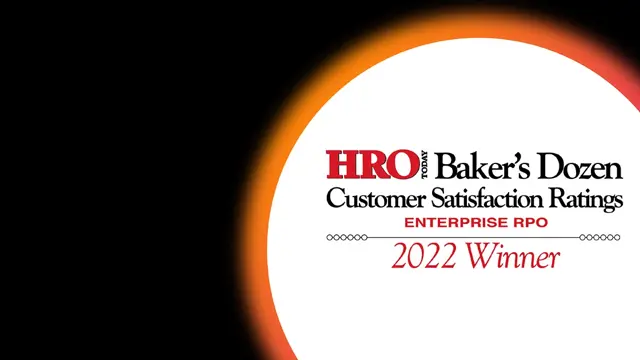 HRO Today’s Baker’s Dozen Customer Satisfaction Ratings Enterprise RPO 2022 award logo