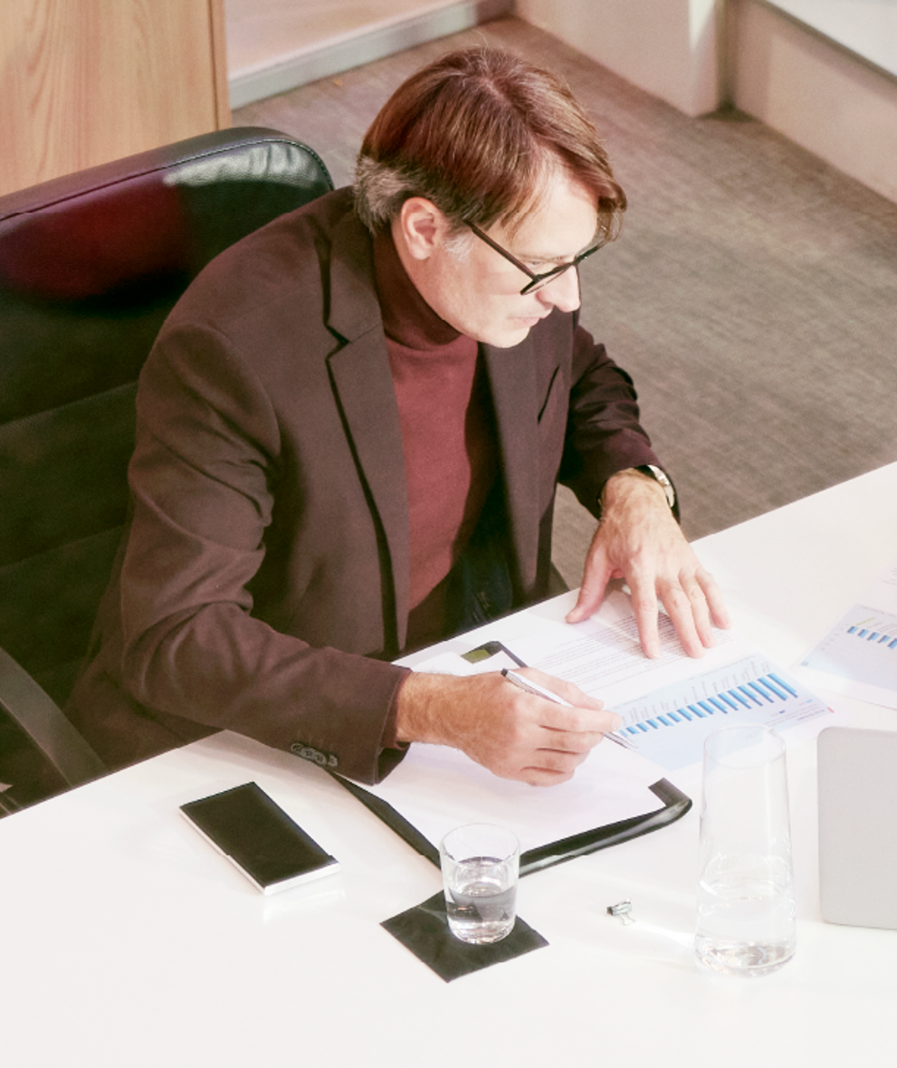 Two people working at a table