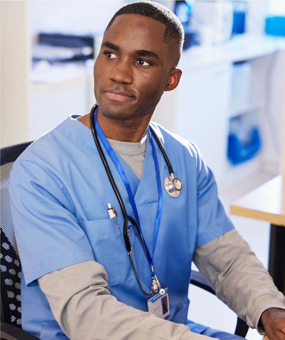 Photo of a male nurse smiling